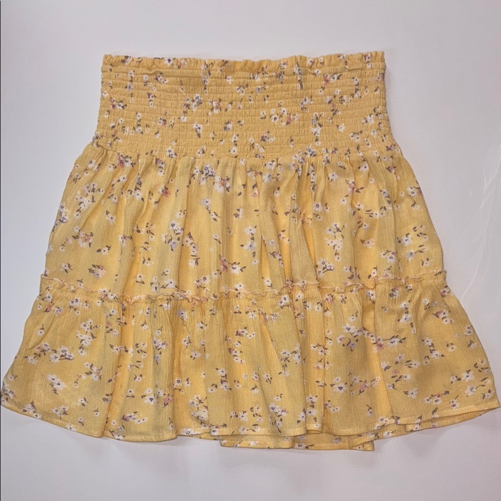 Hippie Rose Yellow Flowy Mini Skirt